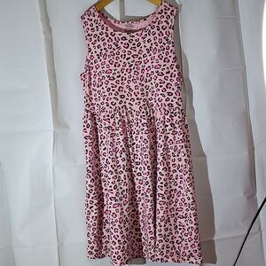 George Pink Cheetah Print 100% Cotton Fit & Flare Dress - Kids XL (14-16)